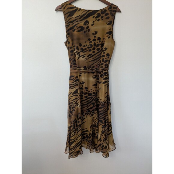 Vtg 90s Y2K ICE Silk Wrap Dress Leopard Print Midi Sheer Flowy Lightweight Sz 8 - Picture 4 of 13